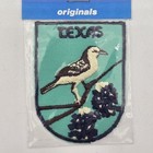 Vintage Texas State Souvenir Patch Voyager Originals Blue Bonnet Mockingbird 