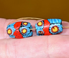 Antique Venetian Aqua Blue Italian Millefiori Beads W  Red Stripes African Trade