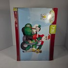 Gemmy 7ft Lighted Santa And Snowman On Motorcycle Airblown Inflatable Christmas
