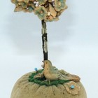 Folk Art Velvet Pin Cushion With Bird And Flower Tree