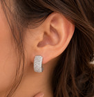 3ct Round Cut Simulated Diamond Engagement Hoop Earrings 14k White Gold Plated