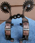 Double Mounted Silver Copper Iron Horse Cowboy Buckaroo Spurs 2 Rowels T  Hunter