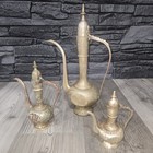 Vintage Brass Dallah Coffee Pot Set Of 3 Arabic Middle Eastern Decor