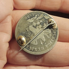 Zacatecas Mint 1880 Mexico Silver 50 Centavos Coin   Love Token Brooch   Pin