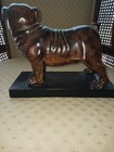 Vintage Bulldog Statue Dark Red Resin Sculpture Impressive 9  X 7  X 5 