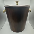 Vtg Vermillion Wooden Solid Walnut Ice Bucket With Plastic Liner Mcm Gorgeous 