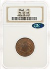 1868 2c Ngc Ms64 Rb Cac Two Cent Piece Red Brown