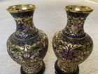 Beautiful Pair Of Chinese Cloisonn   Enamel Vases 9 25    W  Stand