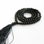 6mm 108 Black Agate Gem Beads Tibet Buddhist Prayer Mala Necklace