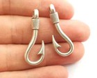 2 Pieces Hook Charms Antique Silver Jewelry Accessories  36x13mm  G18322