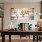 Canvas Wall Art 20   x40 Lagre Map Of The World Painting Ready To Hang Framed W   