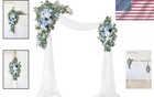 Blue Artificial Wedding Arch Decor Kit  3pcs Flower   Drape Set For Events