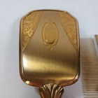 Vintage Mcm Hand Brush   Comb Set Vanity Dresser Gold Tone Art Deco Nouveau