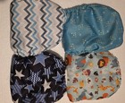 Reusable Cloth Diapers With Inserts 4 Set  Adjustable Snap Closure One  Size 