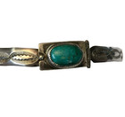 Vintage Navajo Sterling Silver Hatband Turquoise Stamped Handmade 76g 19 5 