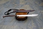 37  Handforged Long Handle Machete With Leather Sheath  Ready To Use Sharp Sword