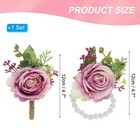 2pack Rose Wrist Corsage And Boutonnieres Set Wedding Flower Wristlet Purple