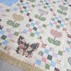 Handmade Social Butterflies Cotton Fabric Queen Size Patchwork Quilt Top topper