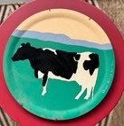 Rare 87 Woody Jackson Hand Painted Wooden Vermont Cow Platter Ben jerry   s Signed