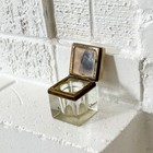 Antique Art Deco Beveled Glass Inkwell Onyx Stone Lid Brass Desk Ink Well