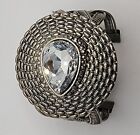 Women s Vintage Big Round Textured Silver Tone Cuff Bracelet