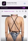 Freedom Rave Wear Red black Graphic Print Strappy Backless Bodysuit Small