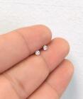 14k Solid Yellow Gold Basket Round Cz Stud Earrings 3mm  Aretes Para Mujer Oro  