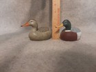 Pair Carved Miniature Mallard Duck Decoys Signed Dot Quillen Chincoteague Va