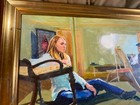 Large Rhoda Yanow  an Artist model In Studio  Oil Painting - Signed framed