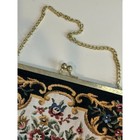 Vintage Floral Tapestry Bag Handbag Purse Metal Frame With Chain Strap