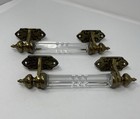 Antique Cast Brass And Lead Crystal Ornate Door Pulls Classic Faceted Design