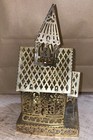 Brass Christmas House Votive Candle Holder Made In Hong Kong Delicate Cut Outs
