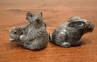 Vintage Eskimo Inuit Bear Cubs Bunny Carving A  Wolf Original Canada Soapstone