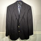 Brooks Brothers Brooksease Blazer Jacket Sport Coat 42l Navy Gold Buttons Wool