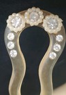 Antique Hair-pin  hair Fork  Comb Celluloid Bakelite Flowers Rhinestones  06