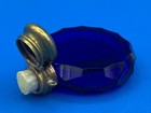 Victorian Miniature Faceted Cobalt Blue Glass Scent Perfume Bottle Chatelaine