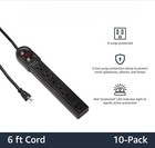 Surge Protector Power Strip With 6ft Extension Cord  6-outlet  790j Protection
