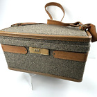 Vintage Hartmann Tweed Cosmetic Train Travel Lined Case Leather W  Original Box