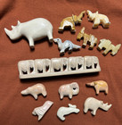 Lot Animals Carved Stone Quartz  13  Large Small Rhinos Elephants