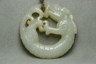 Chinese Antique Old Hetian Jade Hand-carved Coiled Dragon Pendant Statue