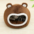 Funny Cat Bed Warm Pet House Soft Long Plush Kitten Lounger Cushion Small Dogs