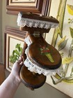 Vintage Handmade Unique Wooden Toilet Paper Roll Holder Floral Lace