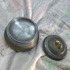 Antique Pre Reuge Music Box Musical Powder Puff Metal Case With Porcelain Inlay