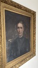 19th C  Oil Portrait Painting Woman Lady Gold Frame Antique Victorian Large