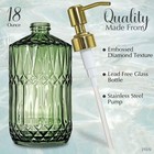 Jasai 18oz Green Glass Soap Dispenser With Gold Rust Proof Pump  Refillable