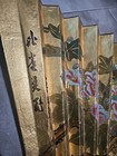 Large Oriental asian Gold Hand Painted Fan Wall Art  53 X30   Nature Flowers 