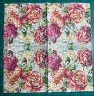 Two Single Cocktail Napkins For Decoupage Spring Summer Cottage Rose Floral