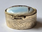 Beautiful Vintage Brass Enamel Trinket Snuff Pill Box 1 5  X 5 8  Italy
