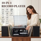 10 In 1 Vintage Record Player Bluetooth Cd Cassette Usb Sd Radio Stereo System