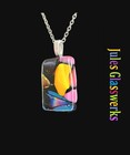 Hand Crafted  Dichroic Fused Glass  Pendant Necklace W  Chain  1457
